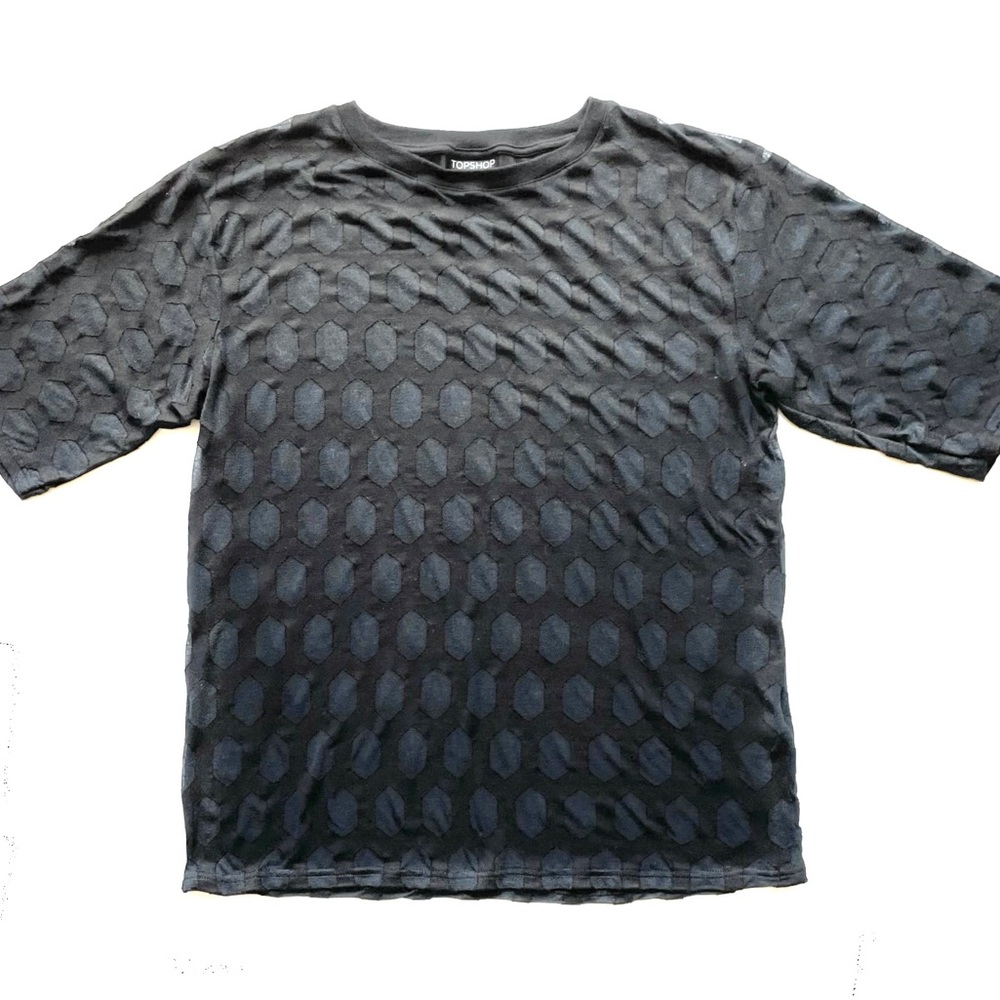 Trendy Black Sheer Pattern T’Shirt